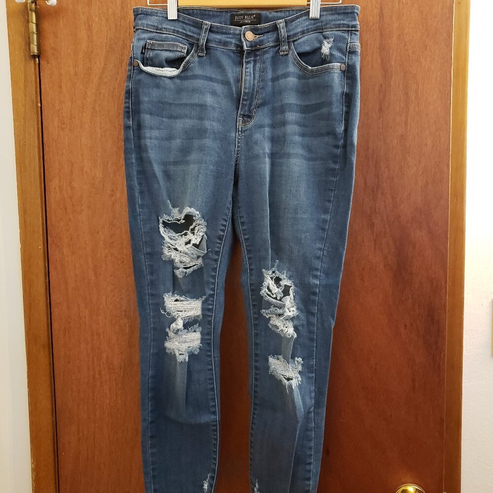 Judy Blue Womens Distressed Skinny Fit Jeans Size 13/31